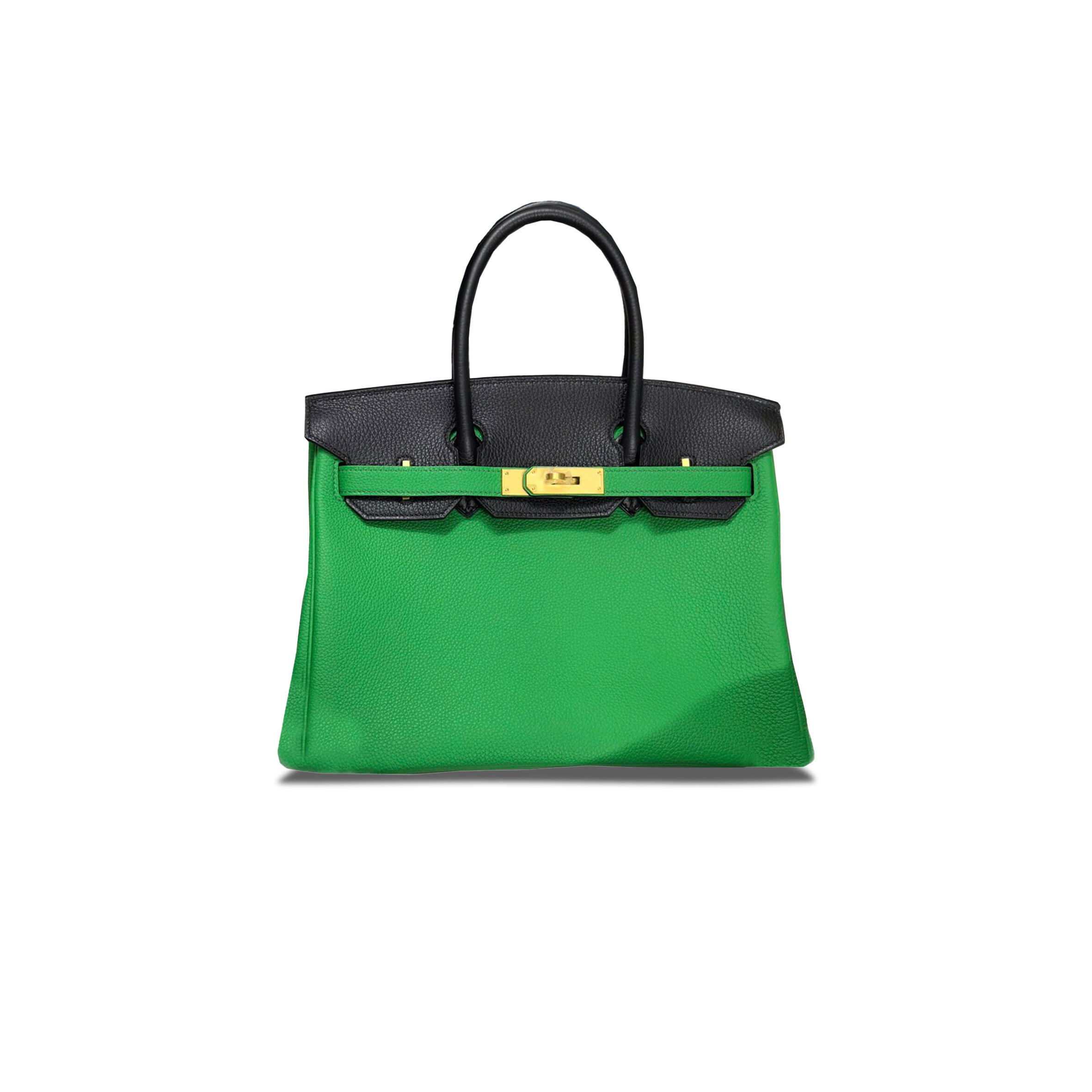 H**me5 BIRKIN 30 TOGO LEATHER BAMBOO GREEN WITH BLACK GOLD BUCKLE BK251K10SWGP (30*23*15cm) Master Quality